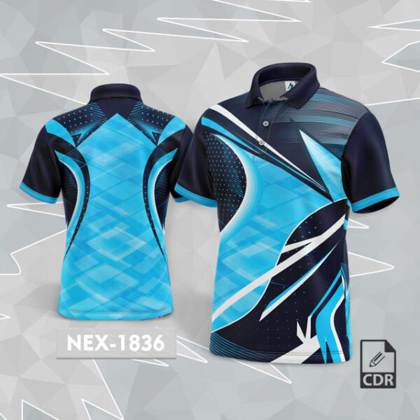 NEX 1836 NAVY BLUE WITH INDIA BLUE GRADIENT SPORTSWEAR SUBLIMATION JERSEY DESIGN