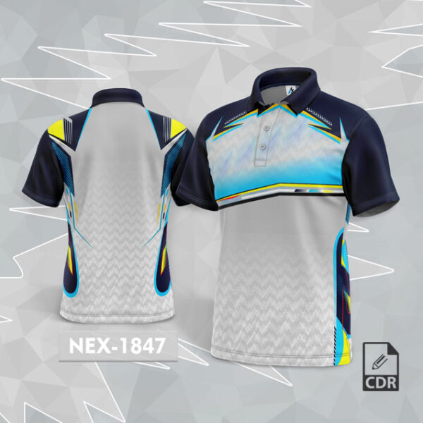NEX 1847 WHITE/GRAY WITH BLUE GRADIENT SPORTSWEAR SUBLIMATION JERSEY DESIGN