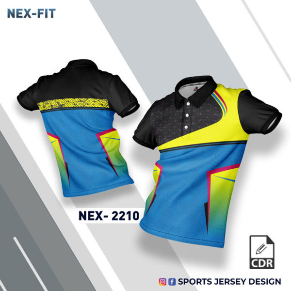 NEX 2210 INDIA BLUE WITH YELLOW AND BLACK GRADIENT SPORTSWEAR SUBLIMATION JERSEY DESIGN