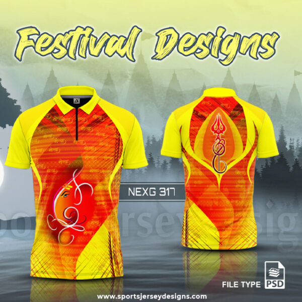 NEXG-317 Ganesha Festival Design for Sublimation Print : Orange And Yellow Color