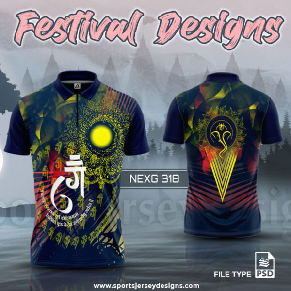 NEXG-318 Ganesha Festival Design for Sublimation Print : Navy Blue Color