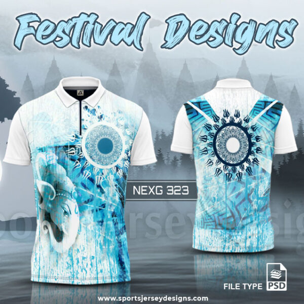 NEXG-323 Ganesha Festival Design for Sublimation Print : White And Blue Color