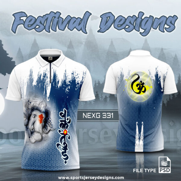 NEXG-331 Ganesha Festival Design for Sublimation Print : Blue And White Color