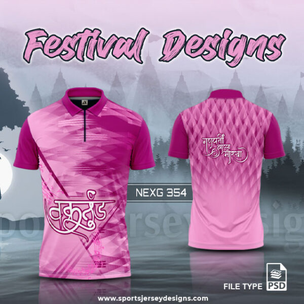NEXG-354 Ganesha Festival Design for Sublimation Print : Pink Color