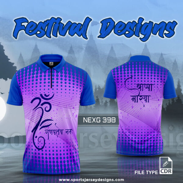 NEXG-398 Ganesha Festival Design for Sublimation Print: Purplle And Royal Blue