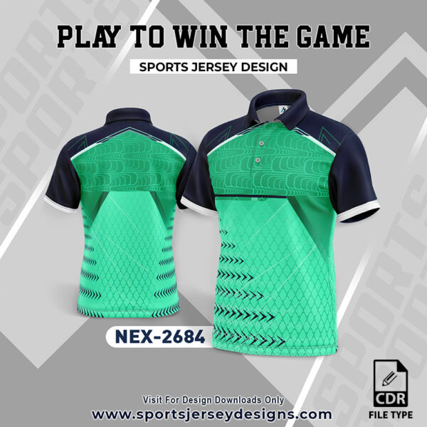 NEX 2684 FRONT & BACK SUBLIMATION SPORTS JERSEY DESIGN IN GREEN AND BLACK FOR CRICKET