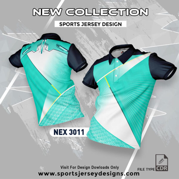 NEX 3011 SEA GREENWITH  WHITE GRADIENT SPORTSWEAR SUBLIMATION JERSEY DESIGN