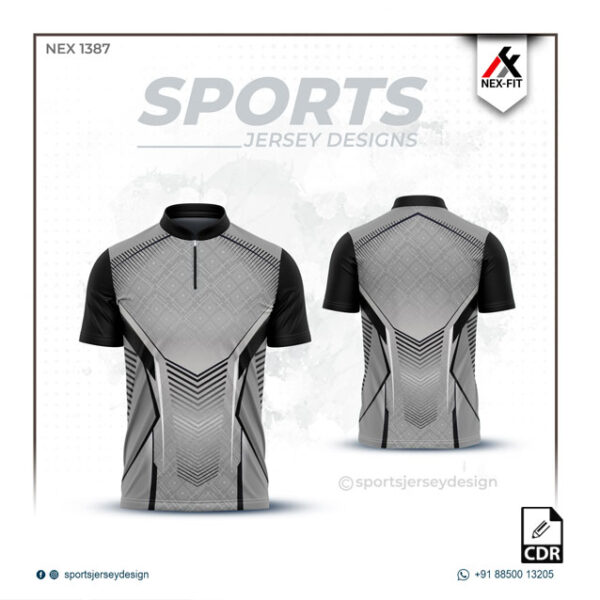 NEX 1387 DARK GRAY WITH BLACK GRADIENT SPORTSWEAR SUBLIMATION JERSEY DESIGN