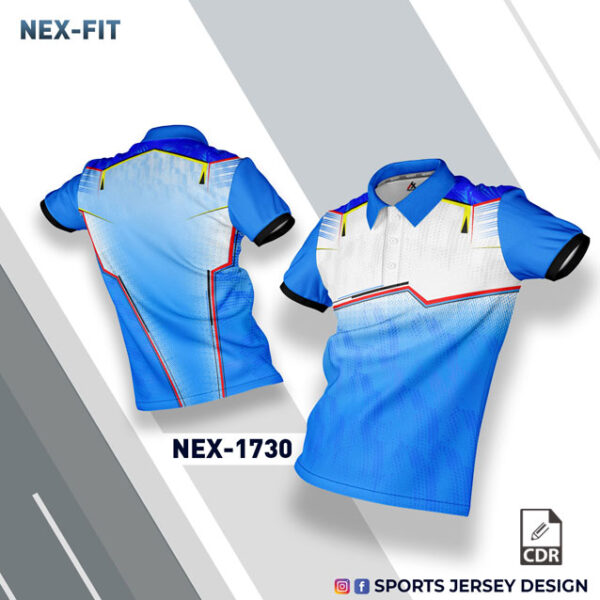 NEX 1730 BLUE WITH WHITE GRADIENT SPORTSWEAR SUBLIMATION JERSEY DESIGN