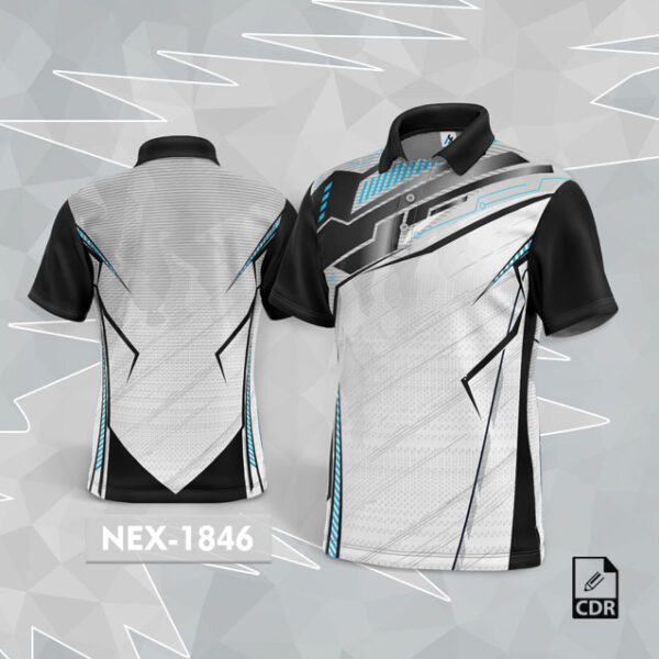 NEX 1846 WHITE WITH BLACK GRADIENT SPORTSWEAR SUBLIMATION JERSEY DESIGN