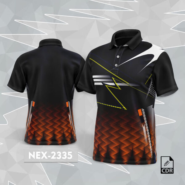 NEX 2335 BLACK WITH ORANGE GRADIENT SPORTSWEAR SUBLIMATION JERSEY DESIGN
