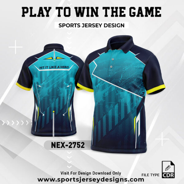 NEX 2752 TEAL BLUE WITH BLACK GRADIENT SPORTSWEAR SUBLIMATION JERSEY DESIGN