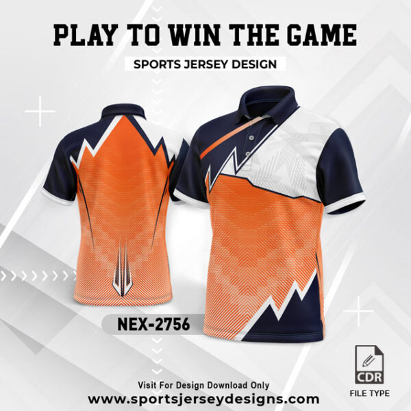 NEX 2756 ORANGE AND WHITE WITH NAVY BLUE GRADIENT SPORTSWEAR SUBLIMATION JERSEY DESIGN