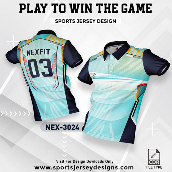 NEX 3024 SKY BLUE-WHITE WITH NAVY BLUE GRADIENT SPORTSWEAR SUBLIMATION JERSEY DESIGN