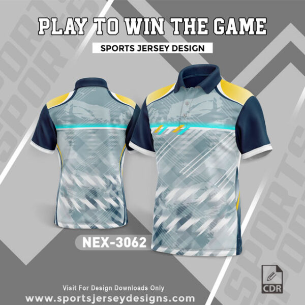 NEX 3062 GRAY WITH W]HITE AND YELLOW GRADIENT SPORTSWEAR SUBLIMATION JERSEY DESIGN