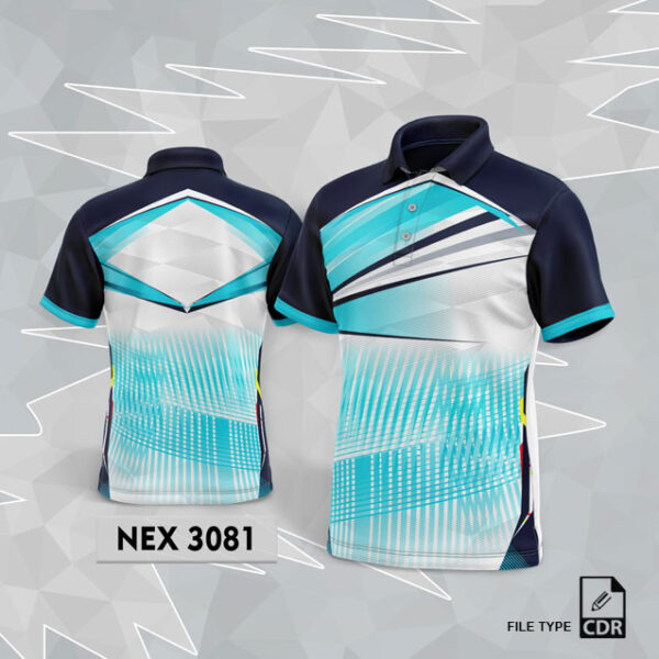 NEX 3081 FIROZI-WHITE WITH NAVY BLUE GRADIENT SPORTSWEAR SUBLIMATION JERSEY DESIGN