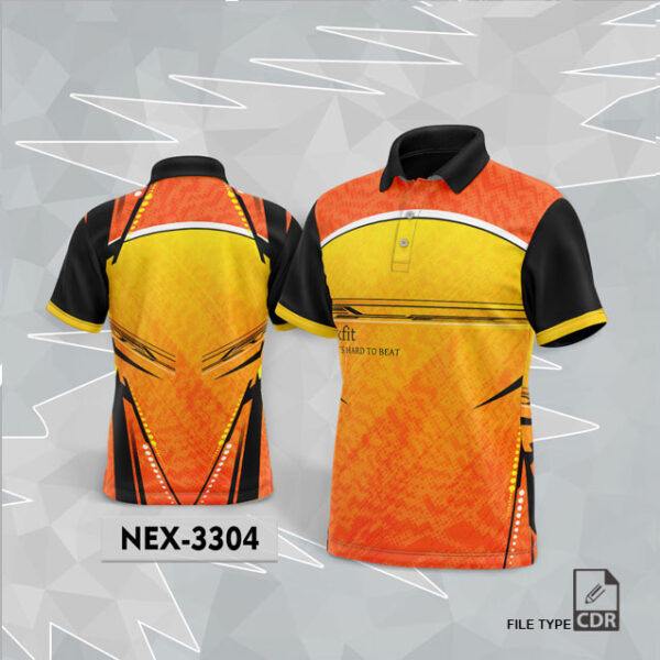 NEX 3304 ORANGE WITH YELLOW GRADIENT SPORTSWEAR SUBLIMATION JERSEY DESIGN