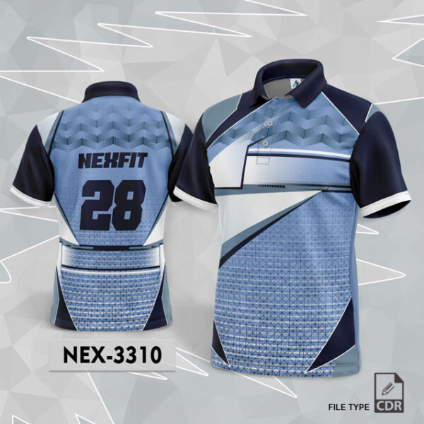 NEX 3310 SKY BLUE AND WHITE WITH BLACK GRADIENT SPORTSWEAR SUBLIMATION JERSEY DESIGN