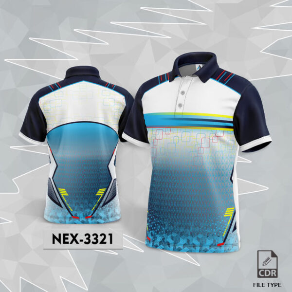 NEX 3321 BLUE WITH WHITE AND NAVY BLUE GRADIENT SPORTSWEAR SUBLIMATION JERSEY DESIGN