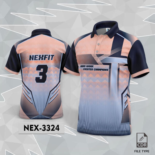 NEX 3324 PEACH WITH SKY BLUE GRADIENT SPORTSWEAR SUBLIMATION JERSEY DESIGN