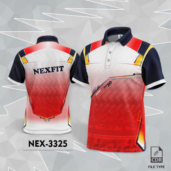 NEX 3325 RED WITH WITHE GRADIENT SPORTSWEAR SUBLIMATION JERSEY DESIGN