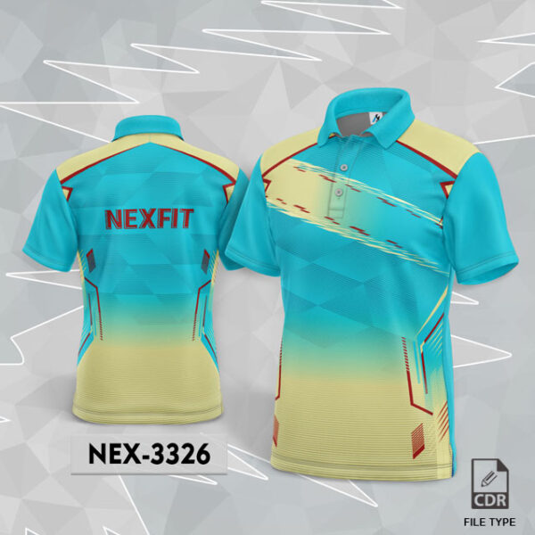 NEX 3326 YELLOW WITH FIROZI GRADIENT SPORTSWEAR SUBLIMATION JERSEY DESIGN