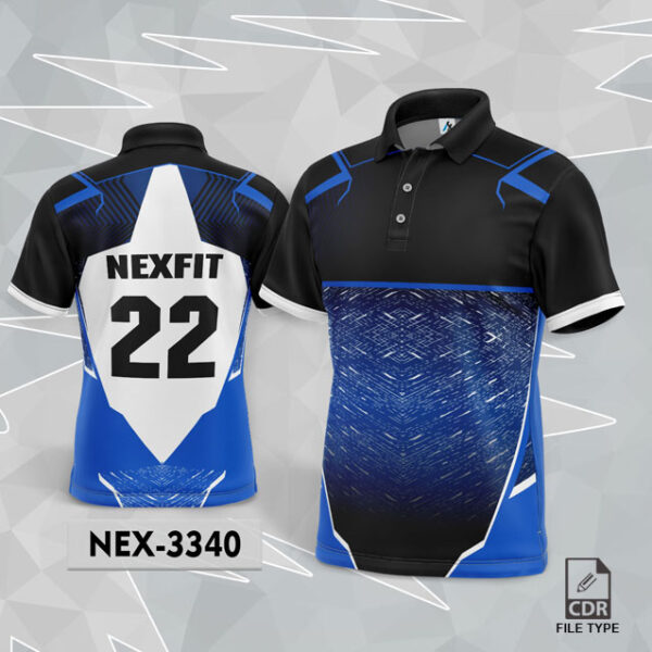 NEX 3340 BLUE WITH WHITE-BLACK GRADIENT SPORTSWEAR SUBLIMATION JERSEY DESIGN