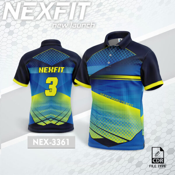 NEX 3361 BLUE WITH NAVY BLUE AND YELLOW GRADIENT SPORTSWEAR SUBLIMATION JERSEY DESIGN