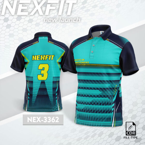 NEX 3362 FIROZI WITH NAVY BLUE GRADIENT SPORTSWEAR SUBLIMATION JERSEY DESIGN