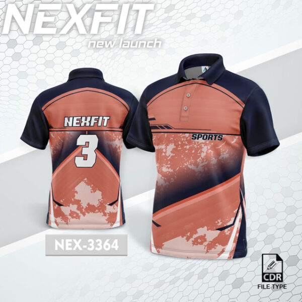 NEX 3364 PEACH WITH NAVY BLUE GRADIENT SPORTSWEAR SUBLIMATION JERSEY DESIGN