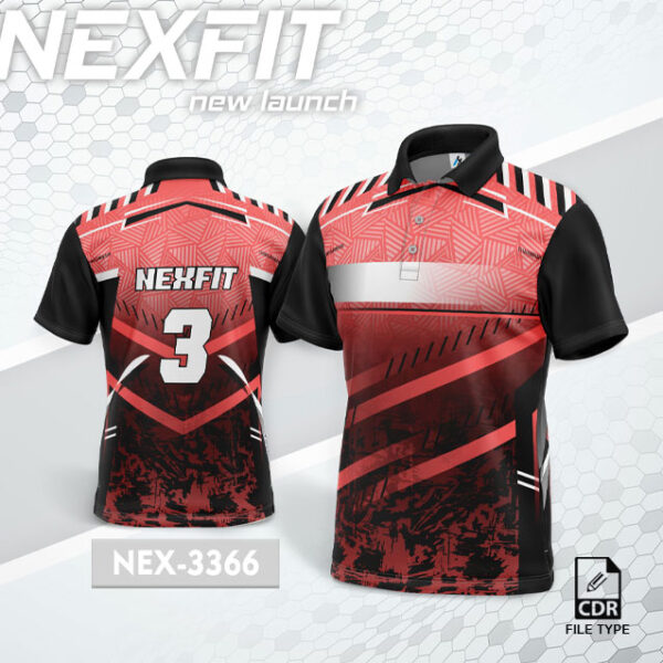NEX 3366 RED WITH BLACK GRADIENT SPORTSWEAR SUBLIMATION JERSEY DESIGN
