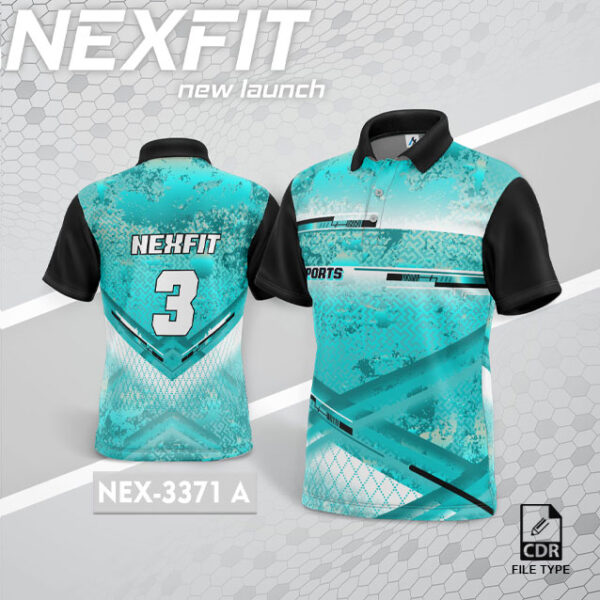 NEX 3371-A FIROZI WITH WITHE GRADIENT SPORTSWEAR SUBLIMATION JERSEY DESIGN