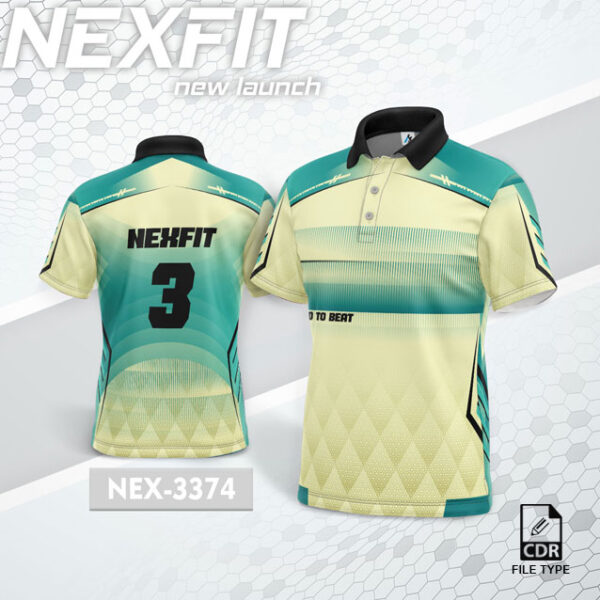 NEX 3374 LIGHT CREAM WITH RAMA GREEN GRADIENT SPORTSWEAR SUBLIMATION JERSEY DESIGN
