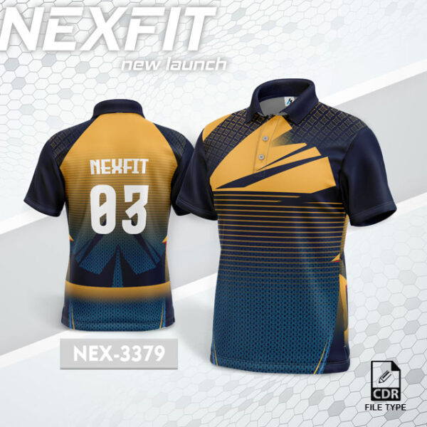 NEX 3379 GOLDEN YELLOE WITH NAVY BLUE GRADIENT SPORTSWEAR SUBLIMATION JERSEY DESIGN