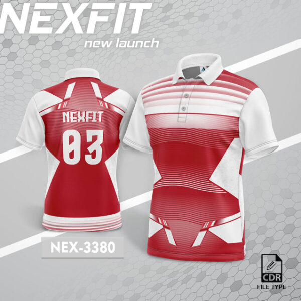 NEX 3380 RED WITH WHITE GRADIENT SPORTSWEAR SUBLIMATION JERSEY DESIGN