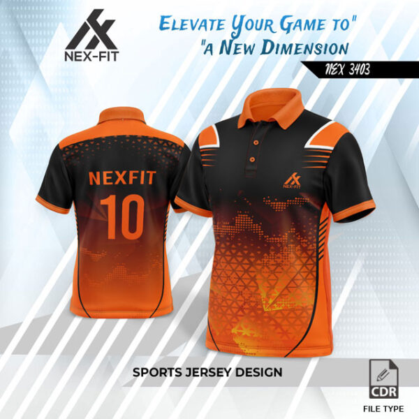 NEX 3403 ORANGE WITH BLACK GRADIENT SPORTSWEAR SUBLIMATION JERSEY DESIGN