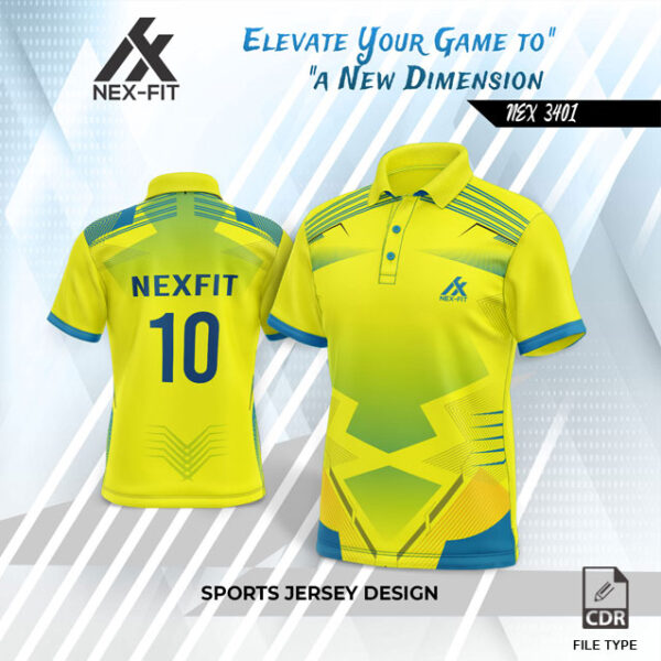 NEX 3326 LEMON YELLOW WITH INDIA BLUE GRADIENT SPORTSWEAR SUBLIMATION JERSEY DESIGN