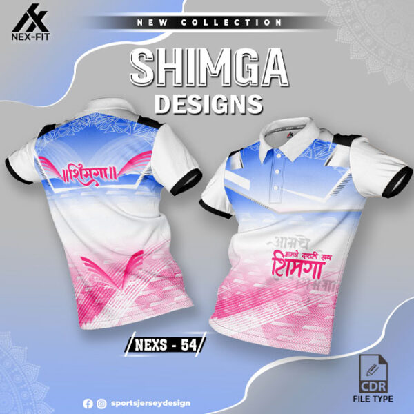 NEXS-54 WHITE- BLUE AND PINK SHIMGA FESTIVAL SUBLIMATION JERSEY DESIGN