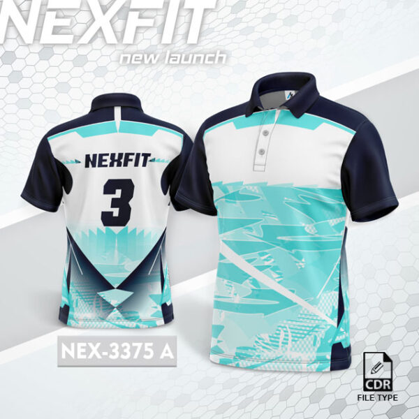 NEX 3375-A FIROZI WITH WITHE GRADIENT SPORTSWEAR SUBLIMATION JERSEY DESIGN