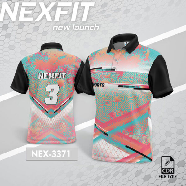 NEX 3371 FIROZI WITH WITHE AND BABY PINK GRADIENT SPORTSWEAR SUBLIMATION JERSEY DESIGN