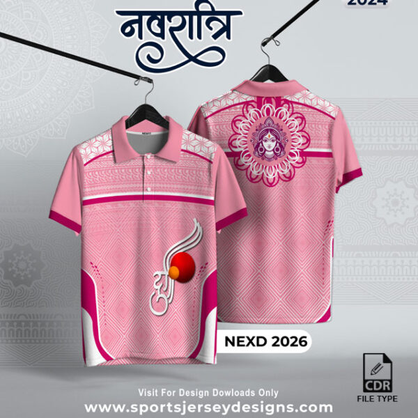 NEXD 2026 Navaratri Festival Design for Sublimation Print With The Combination Of Navy baby Pink And White Colors