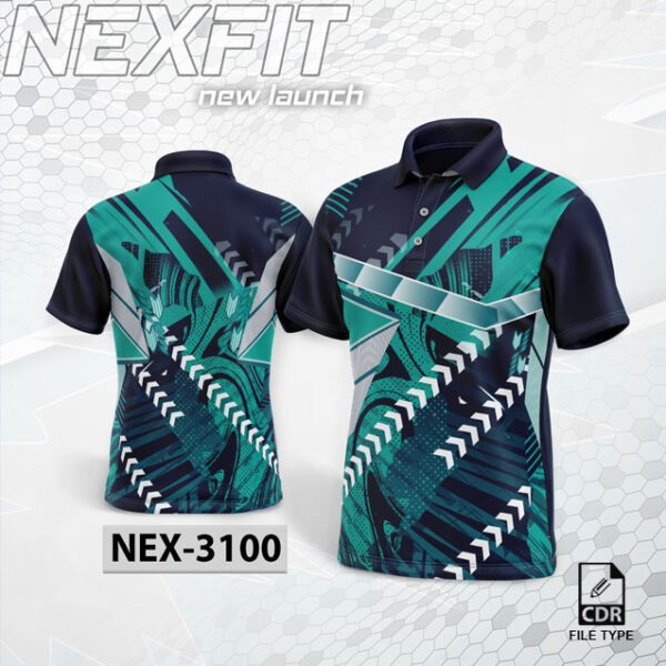 NEX 3100 GREEN WITH NAVY BLUE GRADIENT SPORTSWEAR SUBLIMATION JERSEY DESIGN