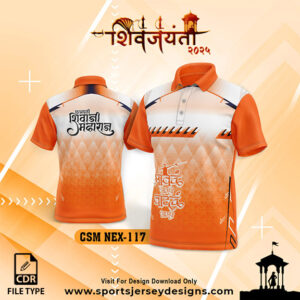 NEX CSM-117 Chatrapati Shivaji Maharaj - Shivjayanti Sublimation Jersey Design in Orange & White