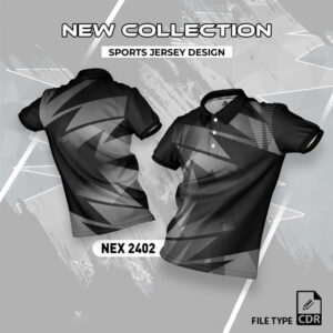 NEX-2402 Black & Grey Sublimation Cricket Jersey Design CDR File