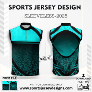 NEXSL-301 Blue And Black Sleeveless Sublimation Jersey Design for Monsoon Cricket