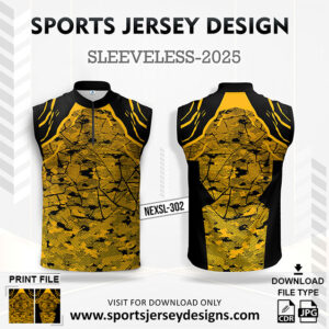 NEXSL-302 Gold Yellow Sleeveless Sublimation Jersey Design for Monsoon Cricket