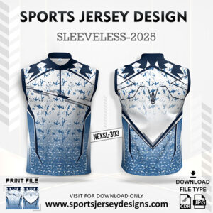 NEXSL-303 Blue Sleeveless Sublimation Jersey Design for Monsoon Cricket