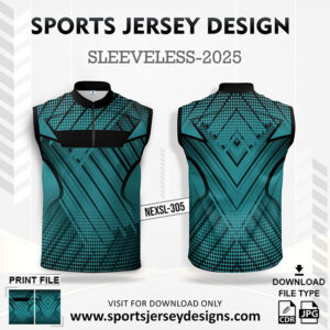 NEXSL-305 Teal Blue And Black Sleeveless Sublimation Jersey Design for Monsoon Cricket