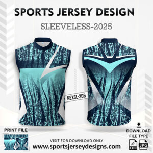 NEXSL-306 Blue And Navy Blue Sleeveless Sublimation Jersey Design for Monsoon Cricket
