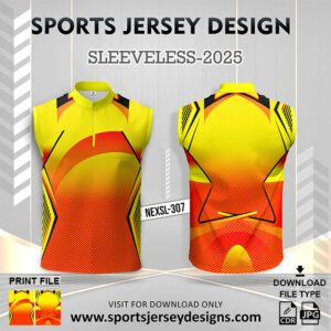NEXSL-307 Orange And Yellow Sleeveless Sublimation Jersey Design for Monsoon Cricket
